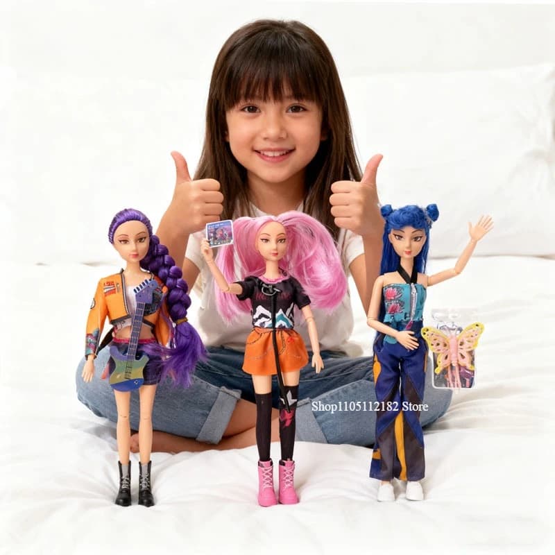New Anime K-pop Demon Hunter Witch Hunter Group High Appearance Rubber Doll Music Girl's Heart Decoration Doll Holiday Gift