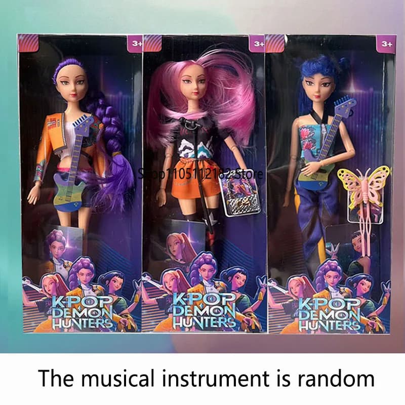 New Anime K-pop Demon Hunter Witch Hunter Group High Appearance Rubber Doll Music Girl's Heart Decoration Doll Holiday Gift