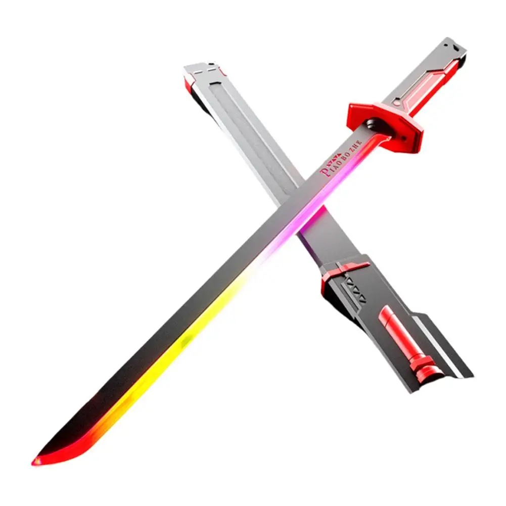 Colorful Streamer Glowing Sword Toys with Spark &amp; Smoke Effect Light Sword Kids Adult Toys LED Lights Sci-Fi Extendable Toy