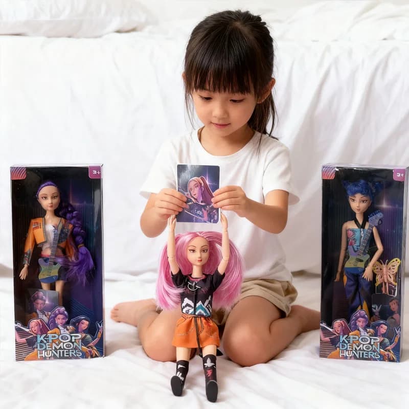 New Anime K-pop Demon Hunter Witch Hunter Group High Appearance Rubber Doll Music Girl's Heart Decoration Doll Holiday Gift