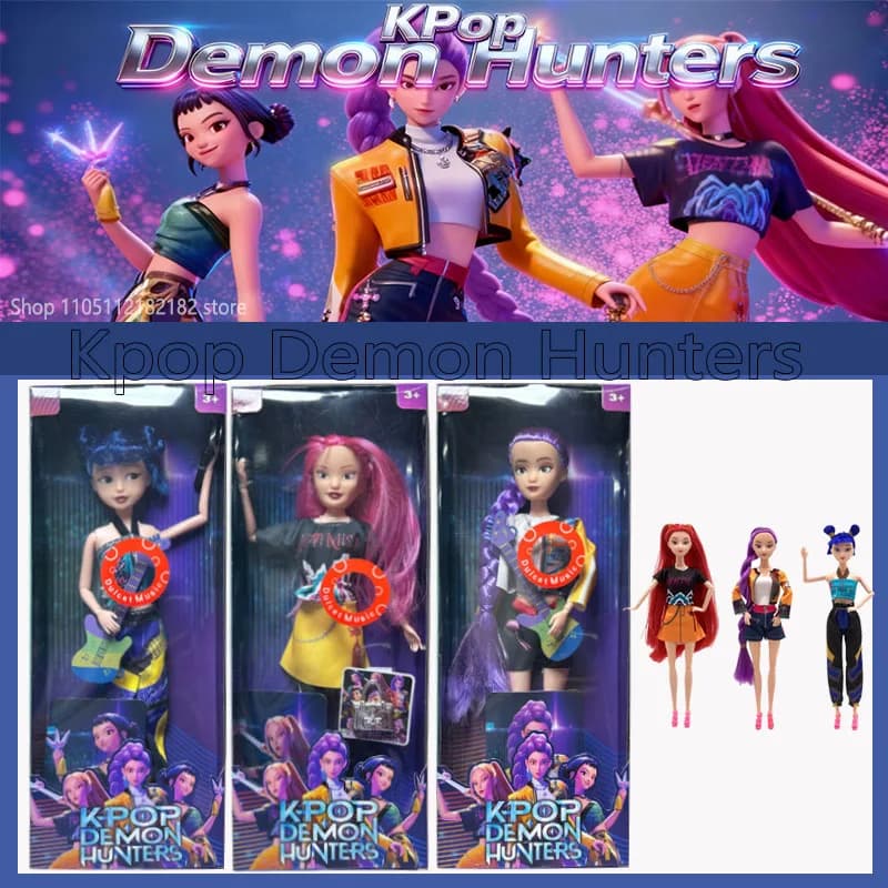 New Anime K-pop Demon Hunter Witch Hunter Group High Appearance Rubber Doll Music Girl's Heart Decoration Doll Holiday Gift